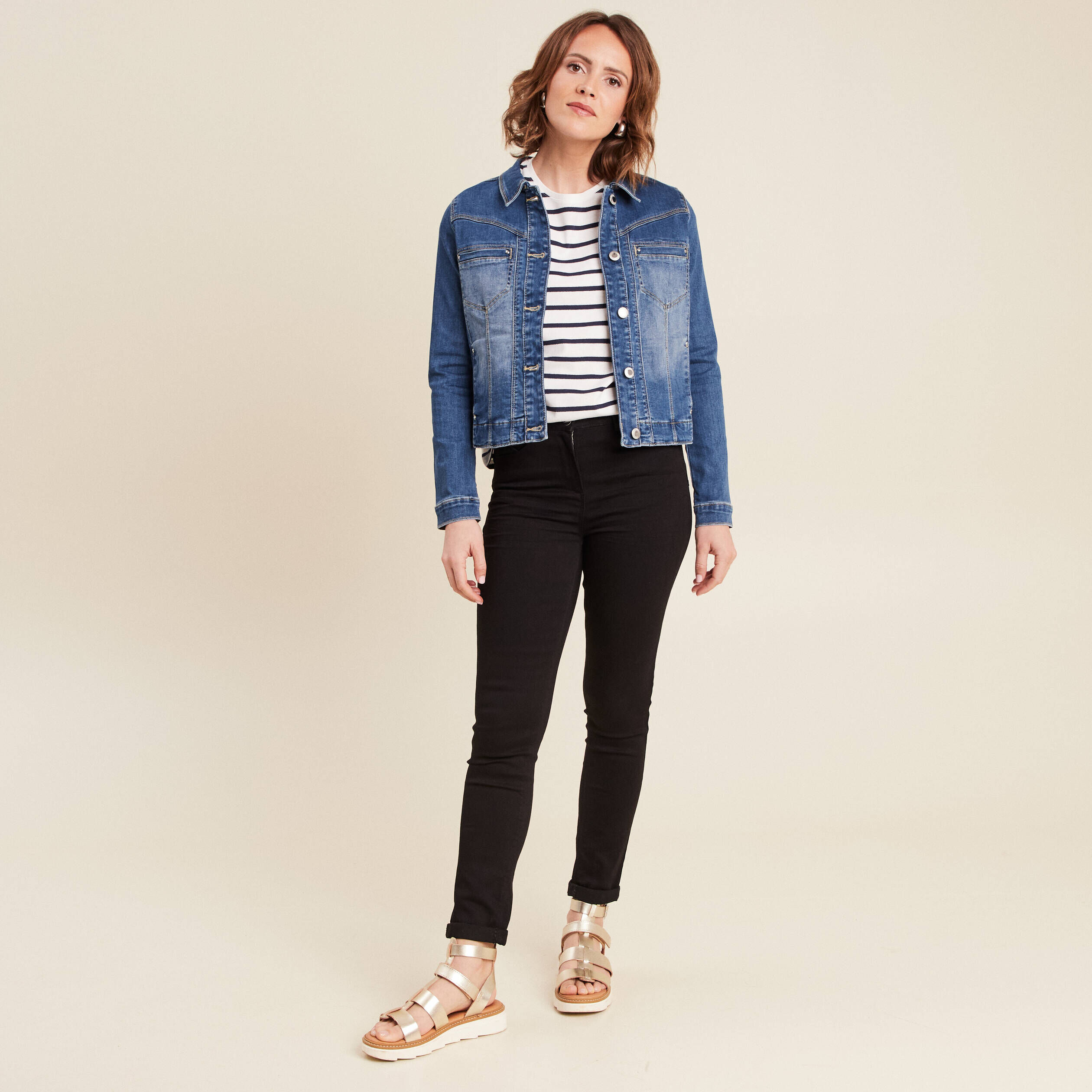 Blouson en jean deals femme pas cher