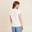 T-shirt manches courtes strass ecru femme