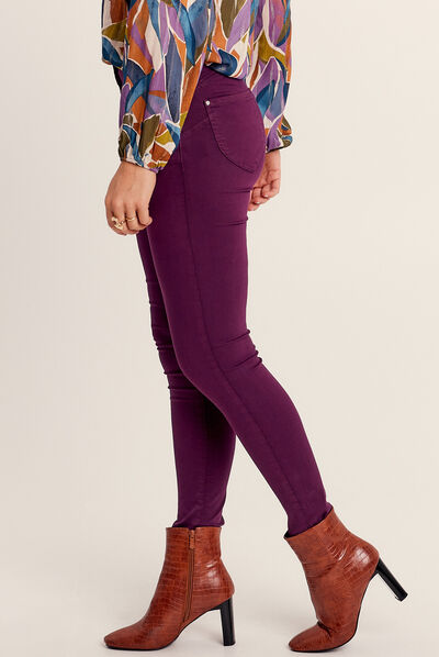 Pantalon léger taille standard 7/8ème violet foncé femme