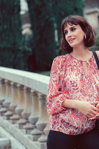 Blouse manches longues rose fushia femme
