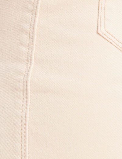 Jean ajust&eacute; taille haute longue ivoire femme