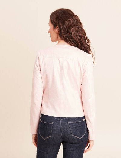Veste droite zipp&eacute;e vieux rose femme