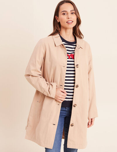 Trench doubl&eacute; satin&eacute; beige femme