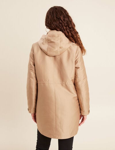 Parka cintr&eacute;e 4 en 1 avec capuche sable femme