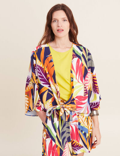 Poncho kimono manches 3/4 noué femme multicolore femme