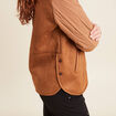 Blouson suédine boutonné camel femme