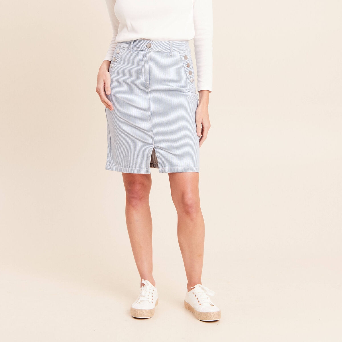 Jupe taille haute bleu femme