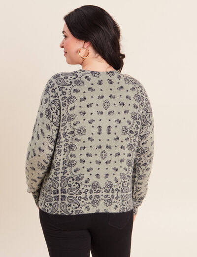 Pull col rond vert femme