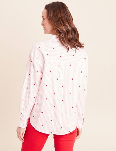 Chemise manches longues fluide rouge femme