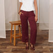 Pantalon large 7/8&egrave;me ceintur&eacute; prune femme