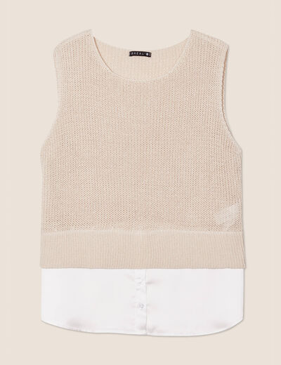 Pull sans manches 2-en-1 ivoire femme