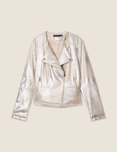 Veste droite zippée couleur argent femme