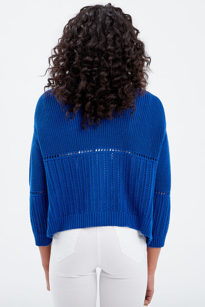 Gilet manches longues bleu electrique femme