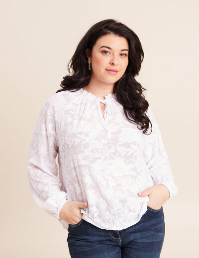 Blouse f&eacute;minine manches longues blanc femme