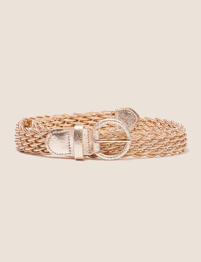 Ceinture tressée métallisée couleur or femme