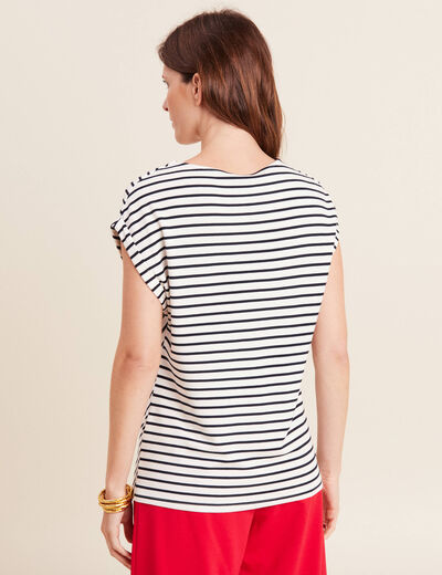T-shirt manches courtes brodé blanc femme