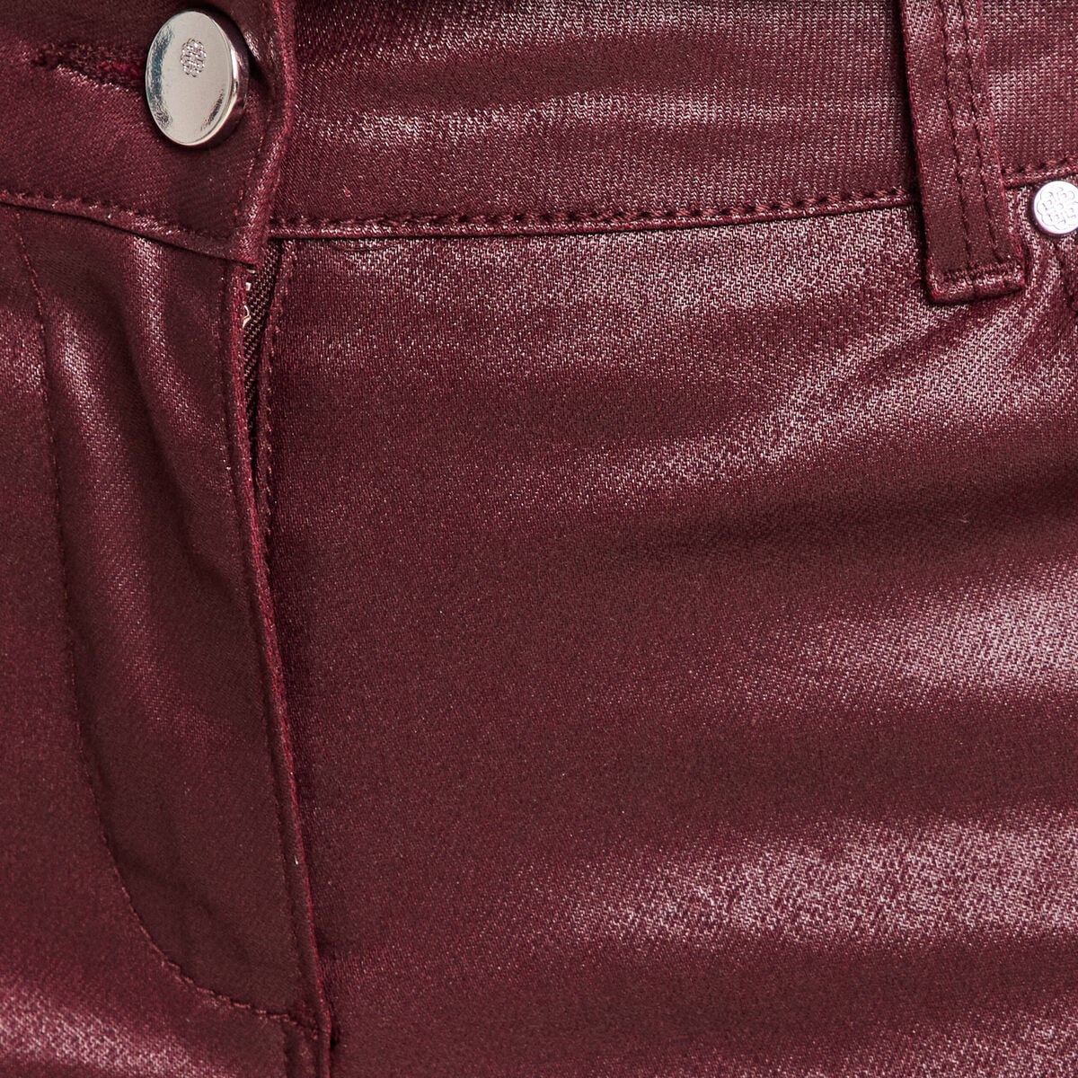 Pantalon enduit coupe large bordeaux femme