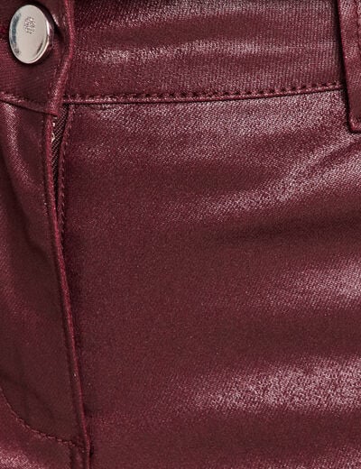 Pantalon enduit coupe large bordeaux femme