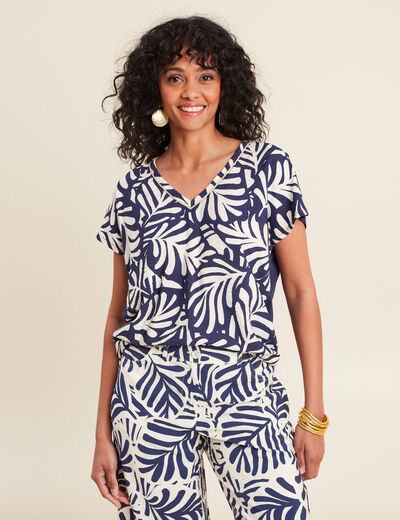 T-shirt manches courtes bleu femme