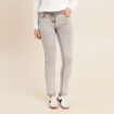 Jean ajust&eacute; taille bascul&eacute;e denim snow gris femme