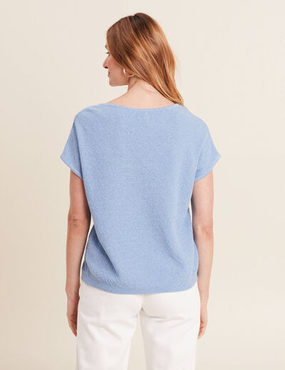 Pull manches courtes bleu femme