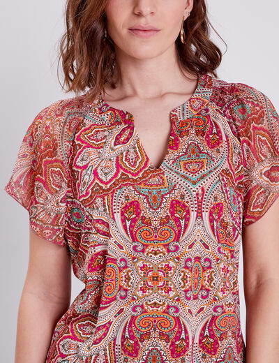 T-shirt manches courtes multicolore femme