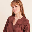 Blouse col tunisien manches 3/4 taupe femme