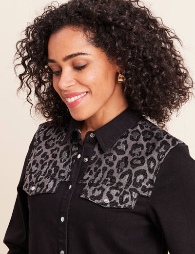 Chemise en jean manches longues noir femme