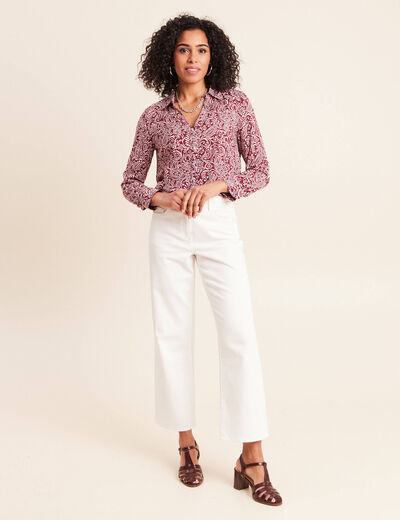 Chemise cintr&eacute;e manches longues bordeaux femme