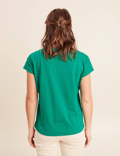 T-shirt col rond manches courtes vert menthe femme