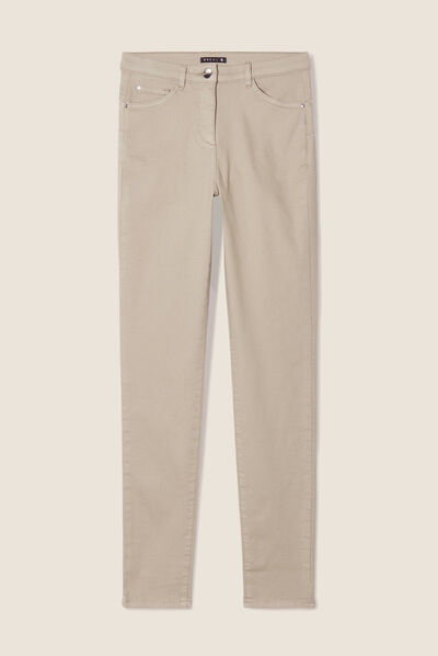 Pantalon léger taille haute long vert clair femme