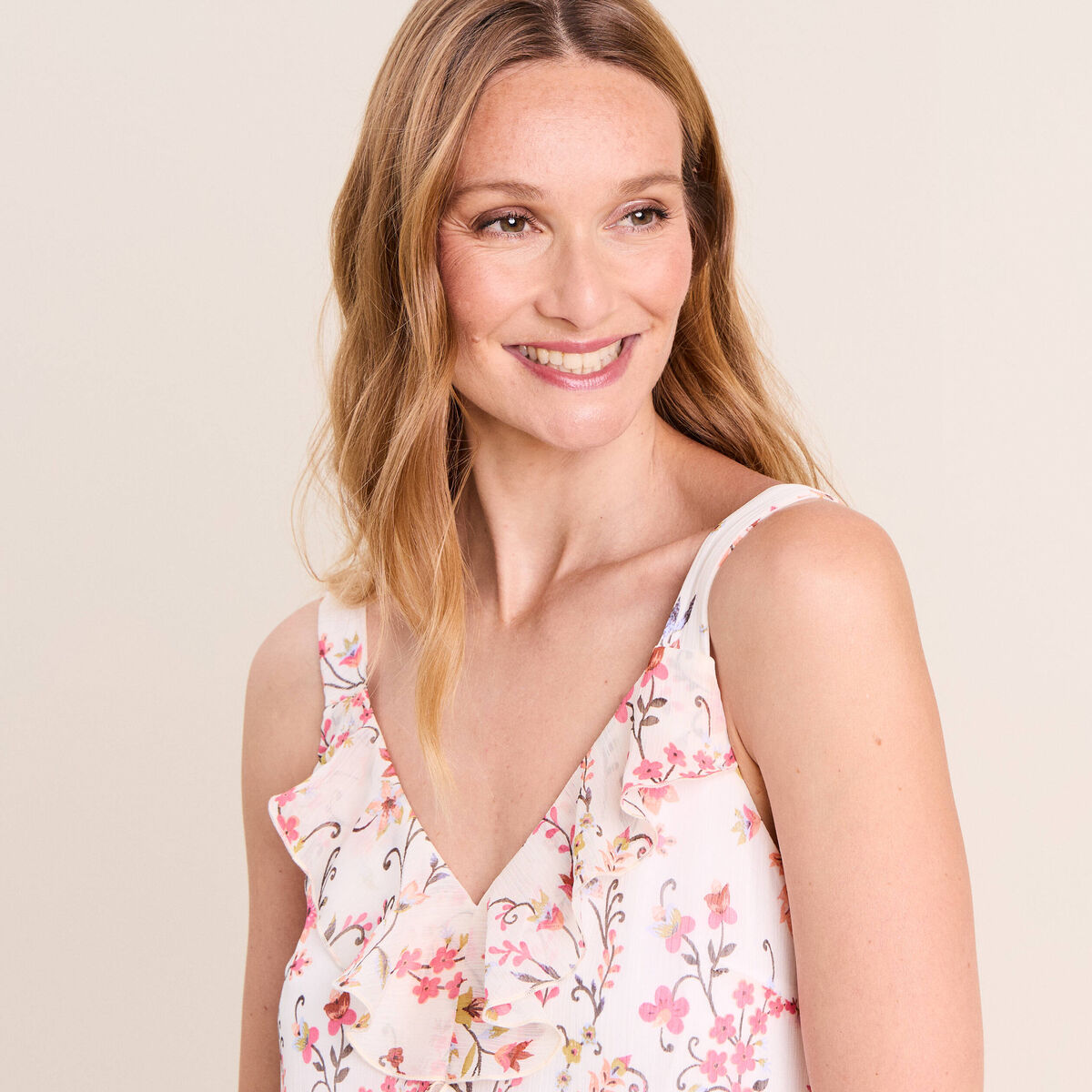 Robe longue &eacute;vas&eacute;e sans manches doubl&eacute;e multicolore femme