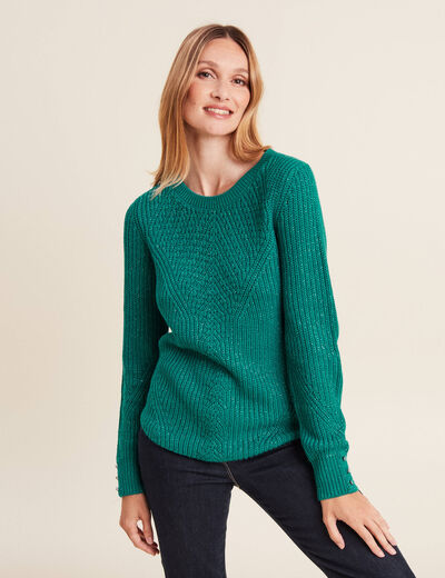 Pull manches longues vert canard femme