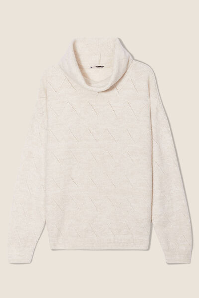 Pull manches longues beige femme