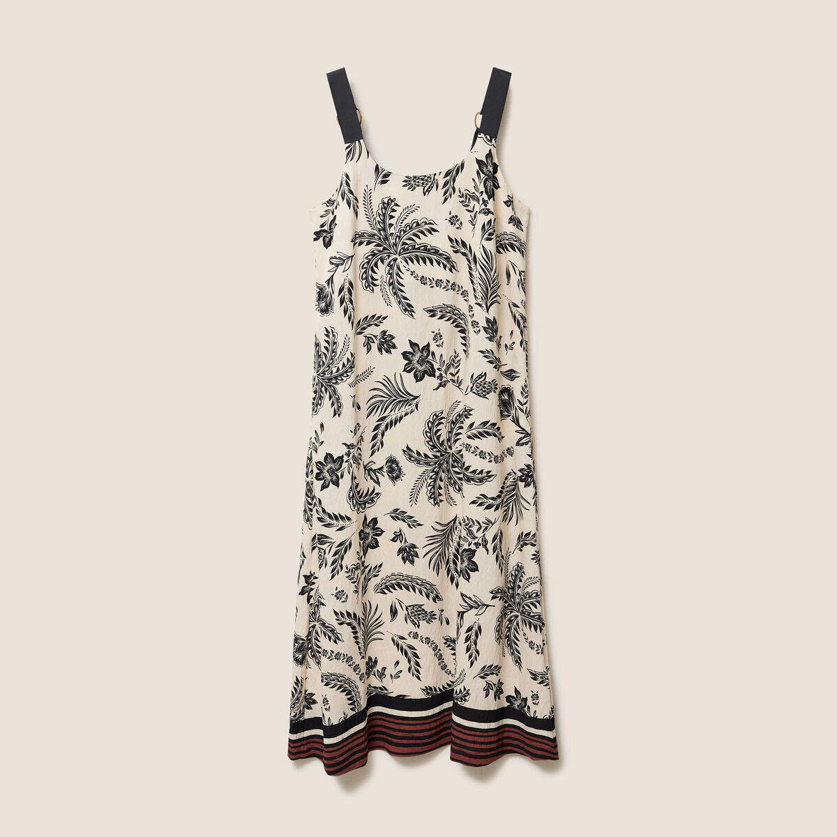 Robe longue &eacute;vas&eacute;e col rond &agrave; bretelles noir femme
