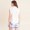 Chemise sans manches col chemise ecru femme