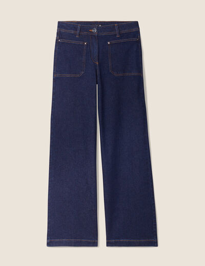 Jean large taille haute denim brut femme