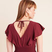 Robe longue &eacute;vas&eacute;e &agrave; volants prune femme