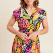 Robe longue évasée sans manches multicolore femme