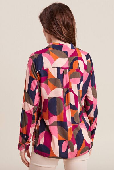 Chemise manches longues multicolore femme