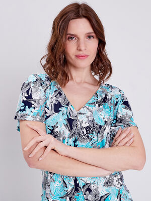 T shirt manches courtes vert canard femme