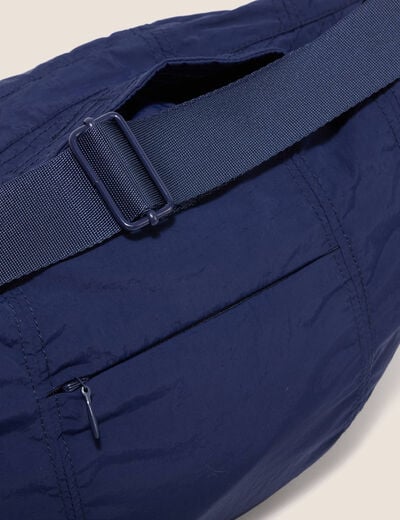 Parka ample doubl&eacute;e avec capuche bleu marine femme