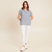 Blouse manches courtes fluide bleu femme