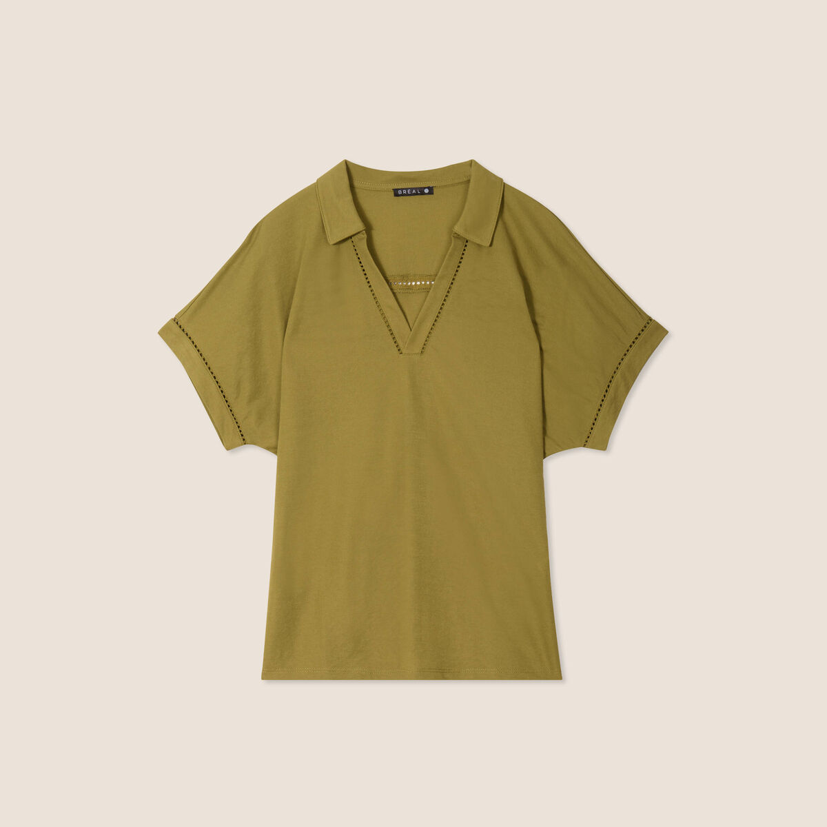 T-shirt manches courtes vert kaki femme