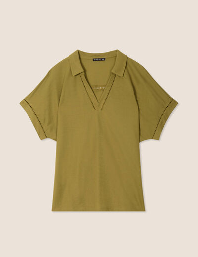 T-shirt manches courtes vert kaki femme