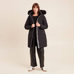 Parka d&eacute;perlante &agrave; capuche noir femme