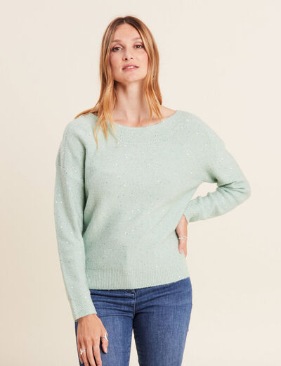 Pull manches longues vert clair femme
