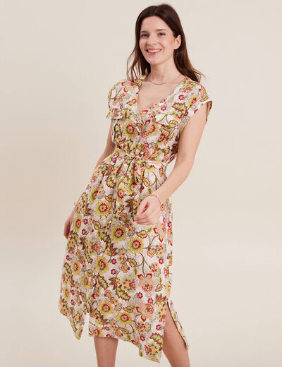 Robe chemise boutonnée blanc femme