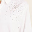 Chemise manches longues strass ecru femme
