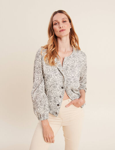 Veste droite boutonnée vert olive femme